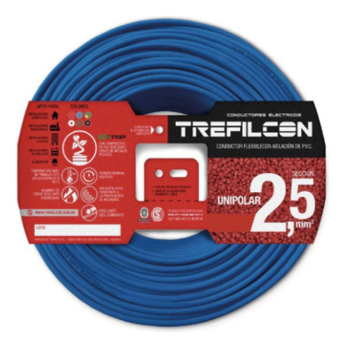 Cable Unipolar 2,5 Mm Norm. Trefilcon X 10 Mts. Elegir Color