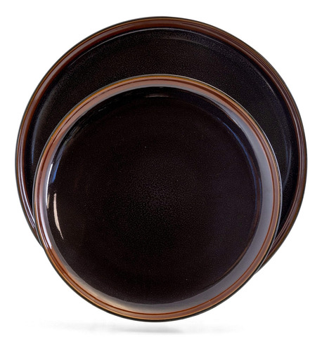 Conjunto De Louças Contemporâneas Escuras Em Grés Redondo E