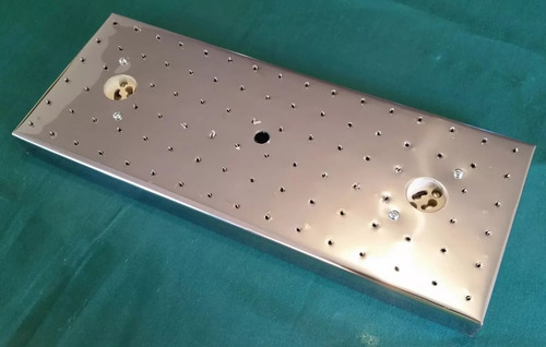 Imagem 4 de 5 de Base De Aço Inox Retangular 32,5x12,5 Lustres 92 Furos