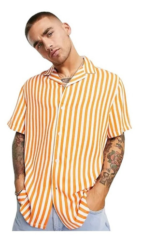 Camisa Manga Corta De Rayas Para Hombre | Chalise Licrado