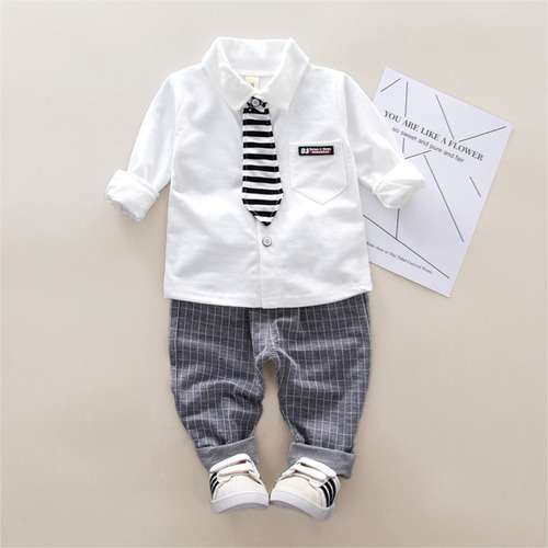 Conjunto Primavera De 2 Pcs Con Camisa Y Pantalón Para Bebé Blanco 2-3 A