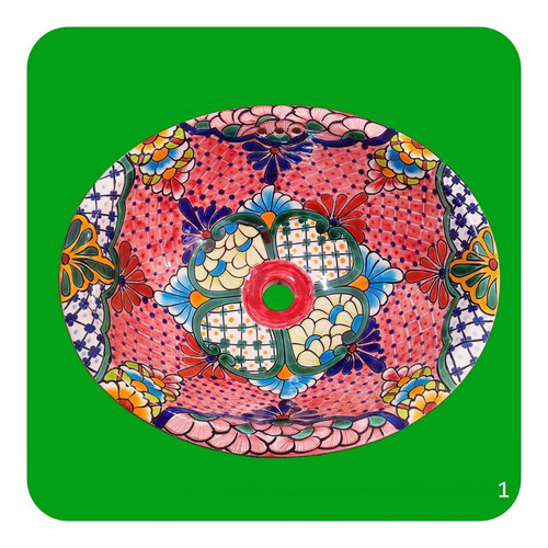 Imagen 1 de 2 de Lavabo Grande Color De Cerámica Tipo Talavera 44x36x17 Cm M1