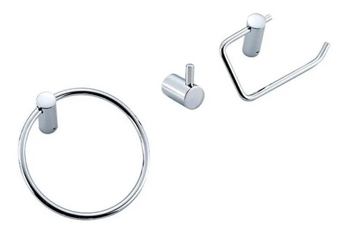  Set Kit Accesorios Para Baño 3 Piezas Metal Cromo 