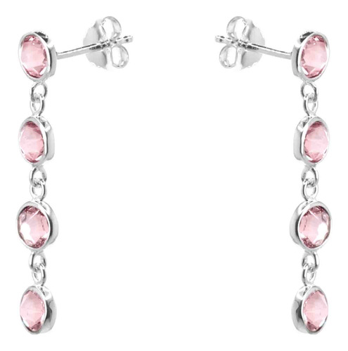 Aros De Plata 925 Swarovski® Elements Serie Cristales Rosa