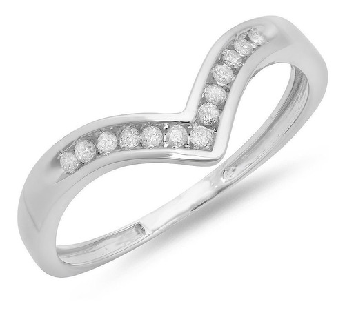 Anillo De Boda Oro Blanco De 14 Quilates Diamante Blanco