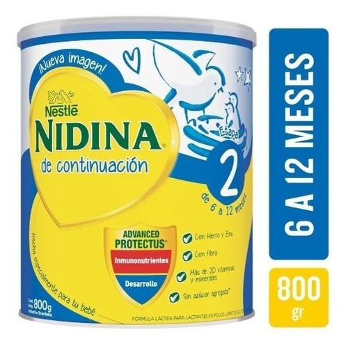 Nidina (2) Fórmula Infantil Leche En Polvo Tarro X 800grs