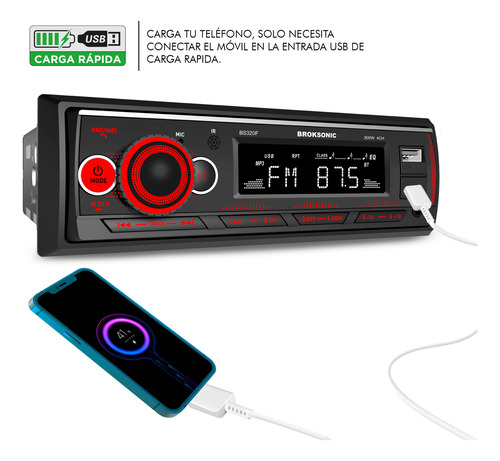 Autoestereo Con Bocinas 6.5 Bluetooth Bs-320f By Broksonic
