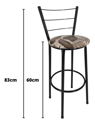 Imagem 2 de 5 de Banqueta Cadeira Média 60cm Cozinha Balcão Assento Floral