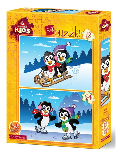 Art Kids Pingüinos 2 Rompecabezas Art Puzzle 12 Y 24 Piezas