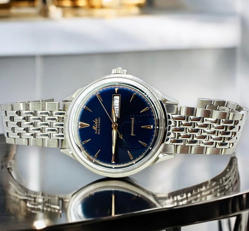 Reloj Mido Multifort Powerwind Plateado Plateado Azul Metálico (Usado)