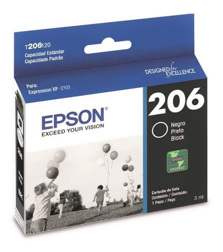 Imagen 9 de 10 de Cartucho Epson 206 Color Xp 2101 Original T206 Negro