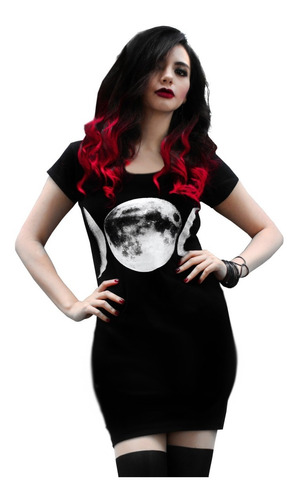 Vestido Luna Wicca - Manga Corta, Rock, Goth, Punk, Metal