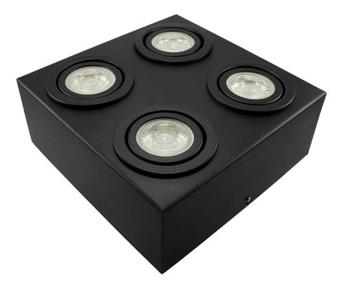 Spot Plafon Sobrepor Box Par20 Quadruplo + Led 4,8w