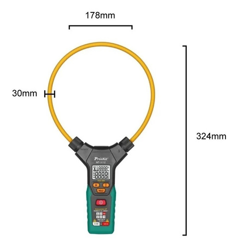 Imagen 6 de 7 de Pinza Amperimetrica Digital Tester True Rms Mordaza Flexible