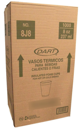 Vaso Térmico Dart 8 Oz Caja 1000 Pzs 8j8