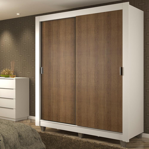 Ropero Closet Madesa Dallas Plus 2 Puertas Con Pies Bm 02 Color Blanco/marrón