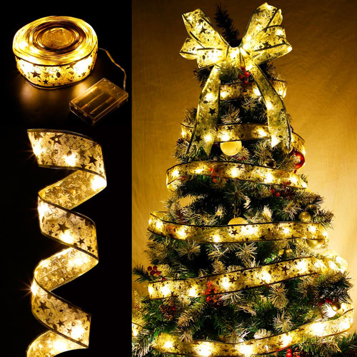 Foima Cinta Luz Navidad 33 Pie 100 Led Dorada Para Arbol