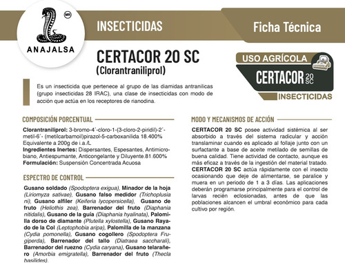 Insecticida Gusano Cogollero Certacor Anajalsa 200 Ml