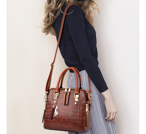 Bolso De Mano Con Cocodrilo Para Mujer, Con Borlas