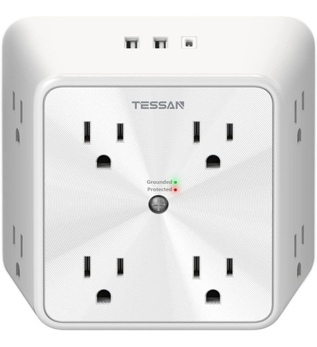 Adaptador De Pared Multiconector De 8 Enchufes Con 2 Usb 1 T