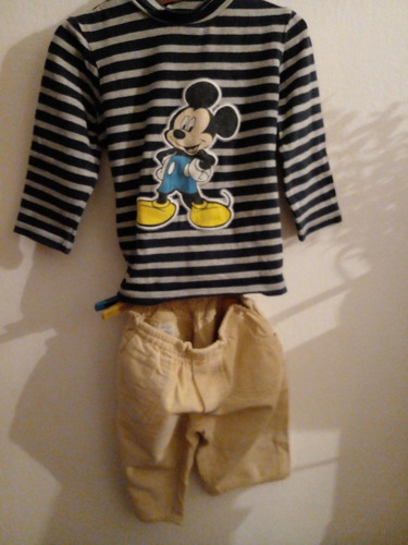 Lote De Niño Remera Disney + Pantalón Pana