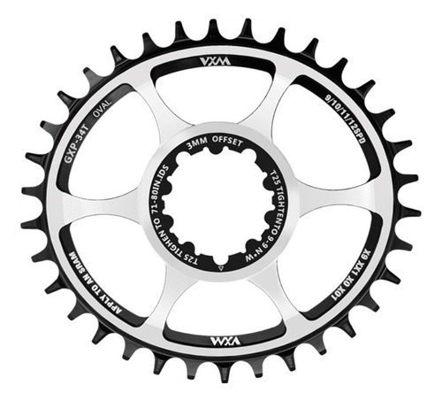 Plato Ovalado Offset 3mm 32t 34t 36t Para Sram (34t)