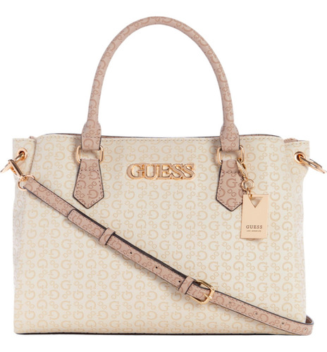 Bolsa Guess Factory Bg924506-sml Acabado de los herrajes Níquel Color Beige Correa de hombro Beige Diseño de la tela Lisa