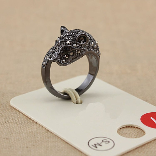 Anillo De Moda Mejor Cabeza De Pantera Negra Cristales Black