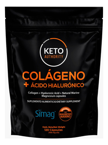 Colágeno + Ácido Hialurónico, Keto Authority; 120 Cápsulas Sabor Sin Sabor