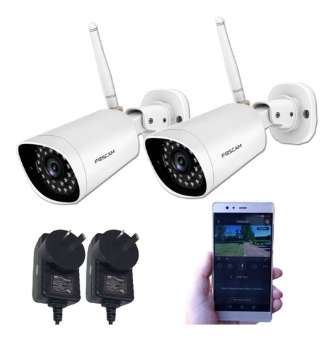 Kit Foscam 2 Camaras Seguridad Wifi  4mpx Exterior Fuente Ai