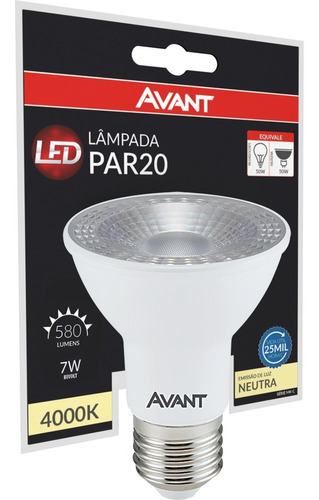 Lâmpada Led Par20 E27 Bivolt 7w Luz Neutra Avant