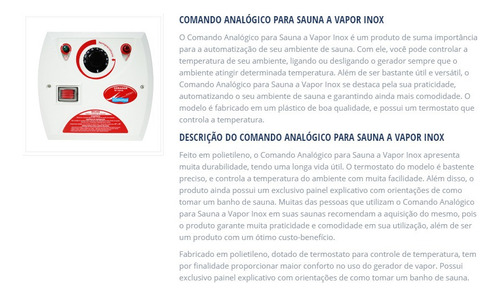 Quadro Analógico Sauna A Vapor Universal E Steam Inox 12kw