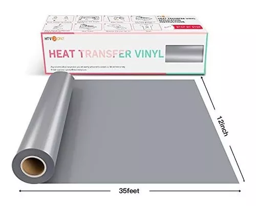 HTVRONT HTV Vinyl Rolls Heat Transfer Vinyl - 12 x 35ft Silver HTV Vinyl  for Shirts, Iron on Vinyl for Cricut & Cameo - Easy to