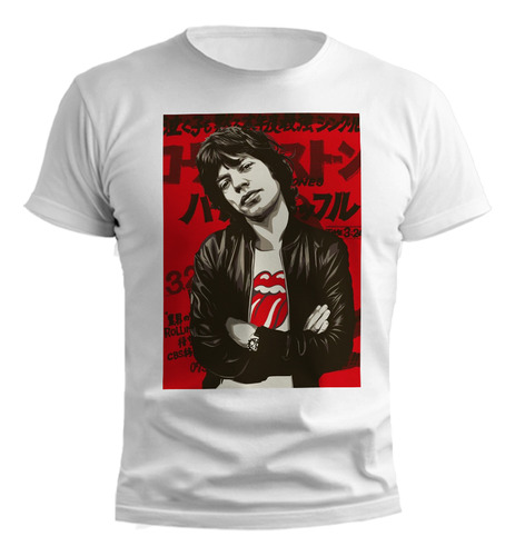 Remera Mick Jagger Rolling Poster Color Diseño