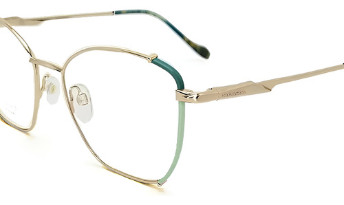 Armação Óculos De Grau Ana Hickmann Ah10053 12a 54 Cor Dourado Claro/verde