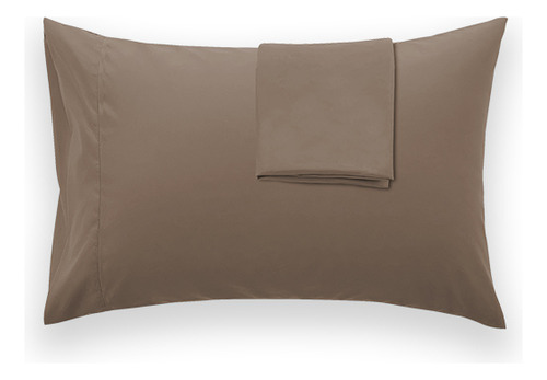4 Fundas De Almohada | Matrimonial | 2 Colores A Color AZUL CLARO-CAFE Liso