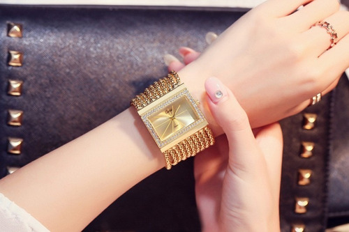 Relógio Feminino , Bracelete , Cristal Analógico.dourado