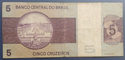C133a: Bela Cédula 5 Cruzeiros 1970 Série 00001 Asterisco * (Usado)