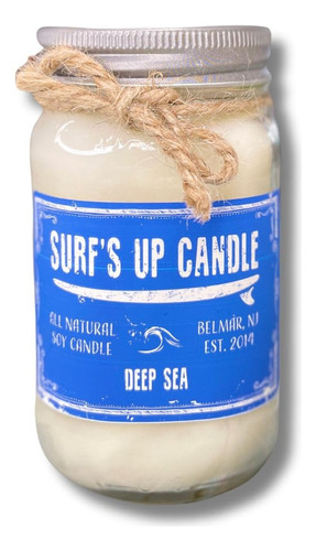 Surf's Up Candle Vela De Soja Natural Deep Sea De 16 Oz