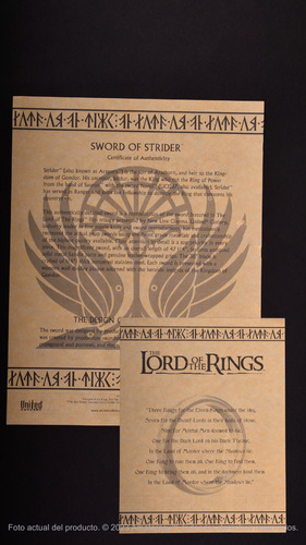 Espada Señor De Los Anillos Aragorn Montaraz Strider United