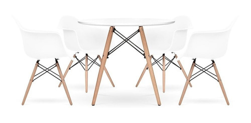 Set Comedor 4 Silla Eames Daw Mesa Redonda 80cm / Kubus