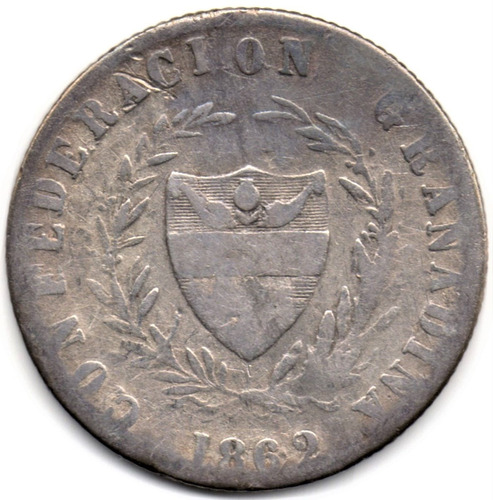 2 Reales 1862 Popayán Confederación Granadina