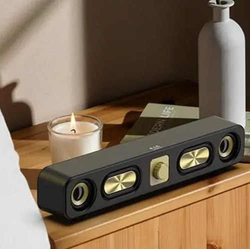 Aek Cyber Bs-08 Bocina Bluetooth Portátil, Barra De Sonido 5w X 2, Radio Fm Entrada Para Memoria Sd, Usb, Aux Con Led Rgb. (negro)