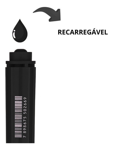 Pincel Atomico Permanente Recarregavel Multiuso Preto - Brw