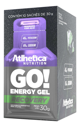 GO! Recovery Gel 10 sachês de 30g Atlhetica Nutrition Sabor Guaraná com Açaí