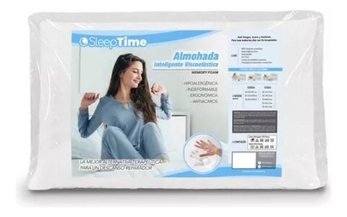 Almohada Viscoelastica Inteligente 60x35x13 Con Funda 