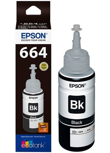 Botella De Tinta Negra Original Epson 664 Bk 70ml