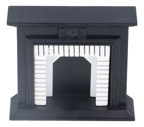 Chimenea Dollhouse 1:12 Retro De Abedul Blanco Y Negro