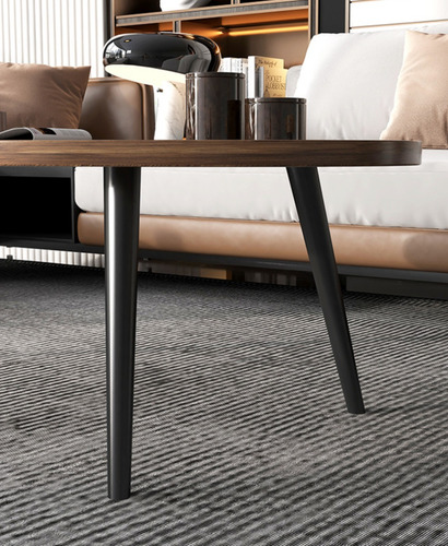 Mesa De Centro Elipse Living Vanguardia Madera Nactural Color Marrón Oscuro