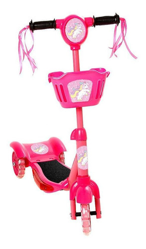 Brinquedo Patinete Infantil Unicornio 3 Rodas Com Luz E Som